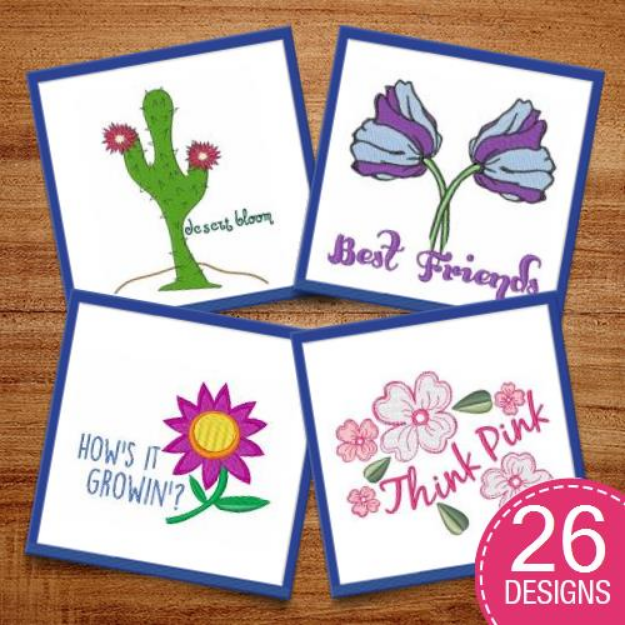 Picture of Whimsical Flowers Embroidery Design Pack