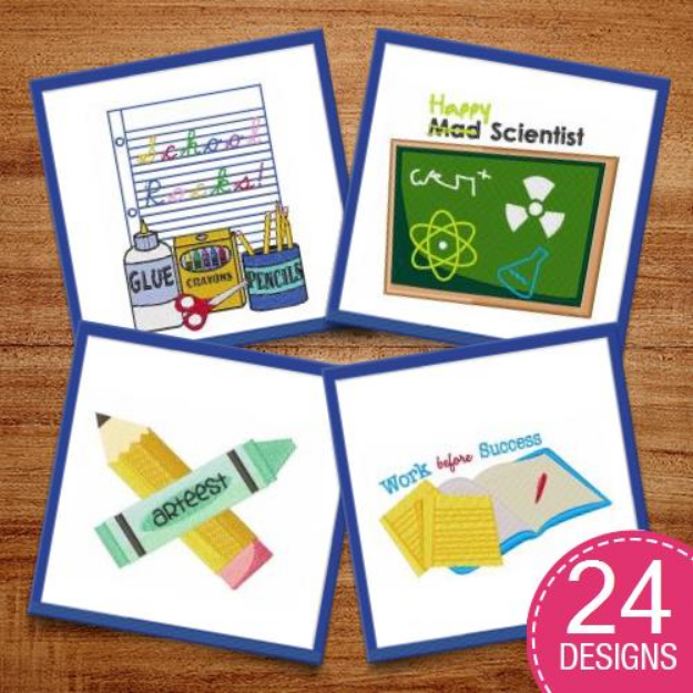 Picture of School Books Embroidery Design Pack