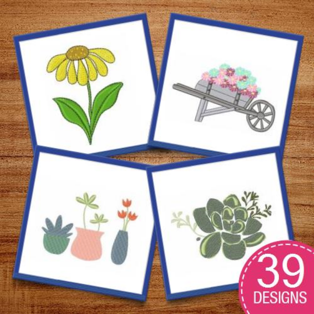 Picture of Springtime Flowers Embroidery Design Pack