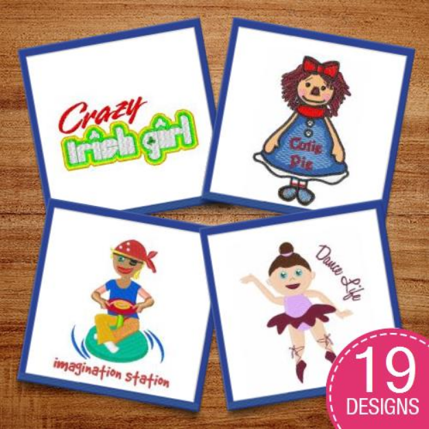 Picture of Girls At Play Embroidery Design Pack