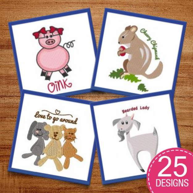 Picture of Animals Embroidery Design Pack