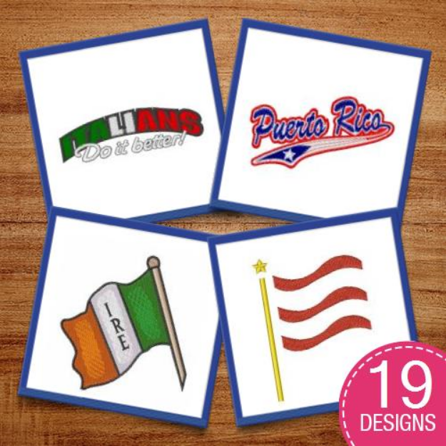 Picture of International Flags Embroidery Design Pack