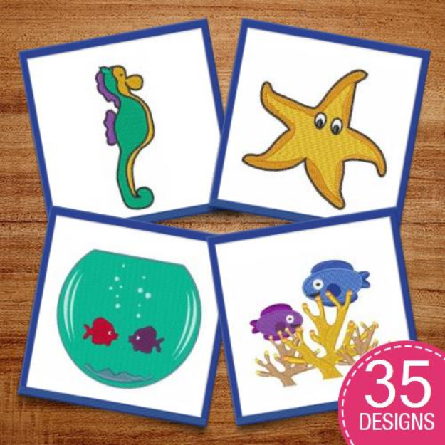 Picture of Cartoon Ocean Life Embroidery Design Pack