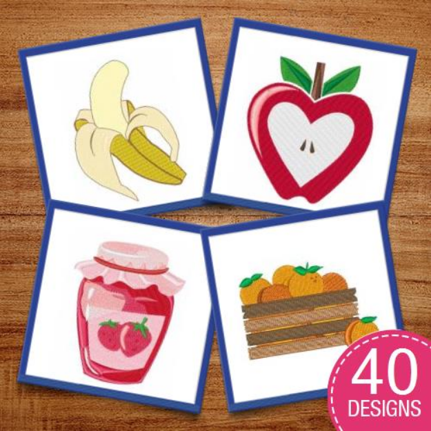 Picture of Fruity Foods Embroidery Design Pack