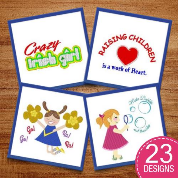 Picture of Little Girls Embroidery Design Pack