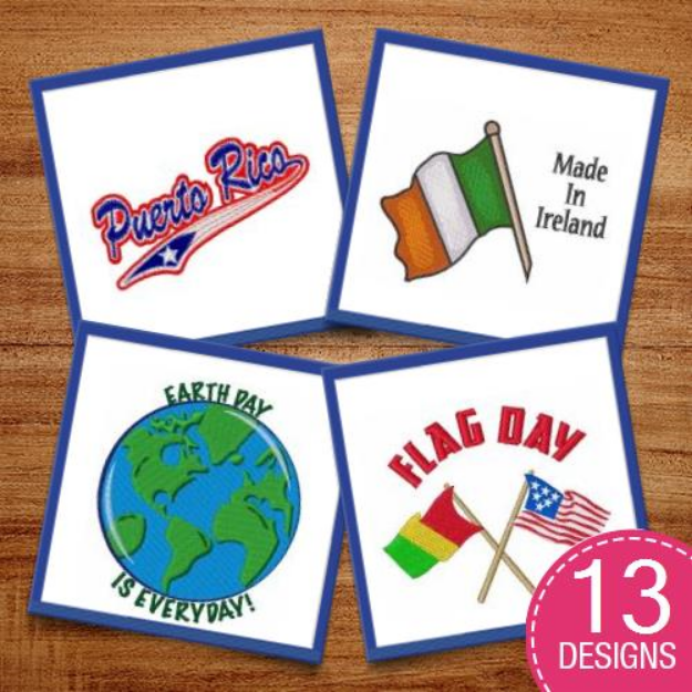 Picture of Flag Day Embroidery Design Pack