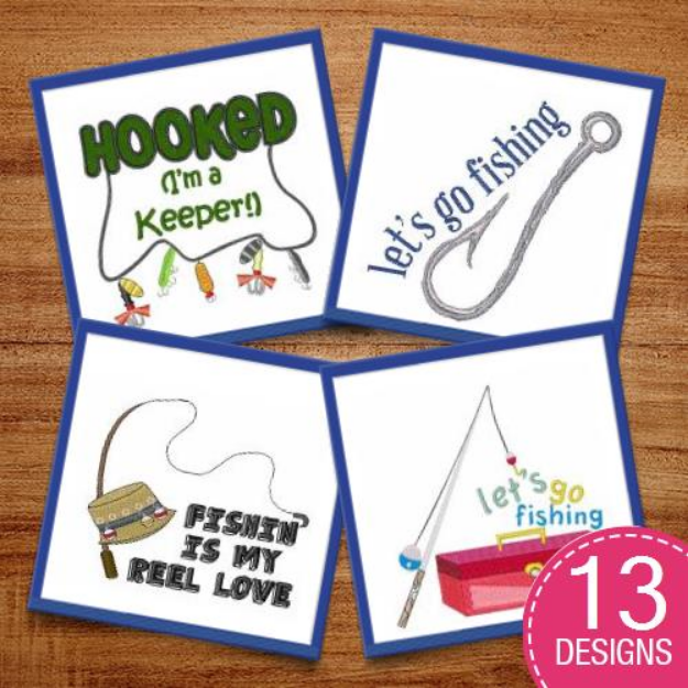 Picture of Lets Go Fishing Embroidery Design Pack