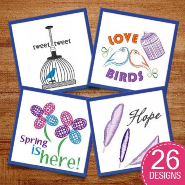 Picture of Spring Birds Embroidery Design Pack