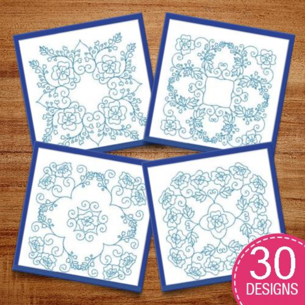 Picture of Bluework Quilt Blocks Embroidery Design Pack