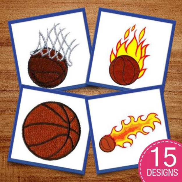 Picture of Basketball Flames Embroidery Design Pack