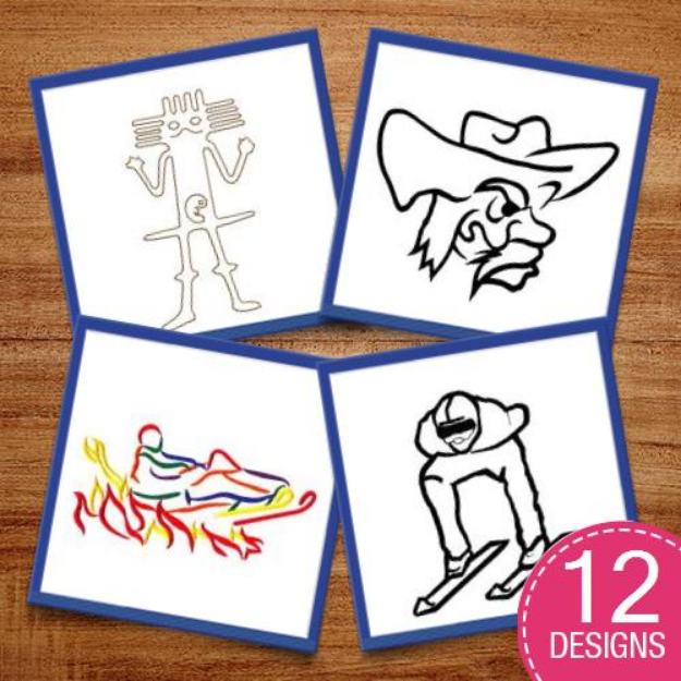 Picture of People In Outline Embroidery Design Pack