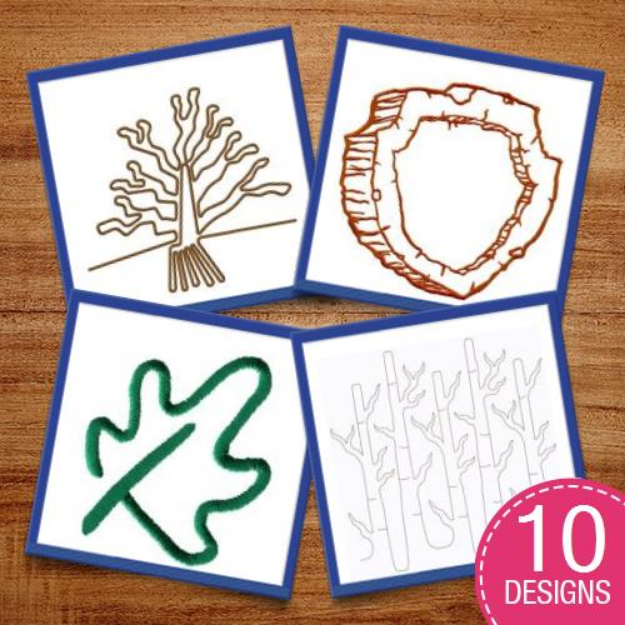 Picture of Outlined Trees Embroidery Design Pack