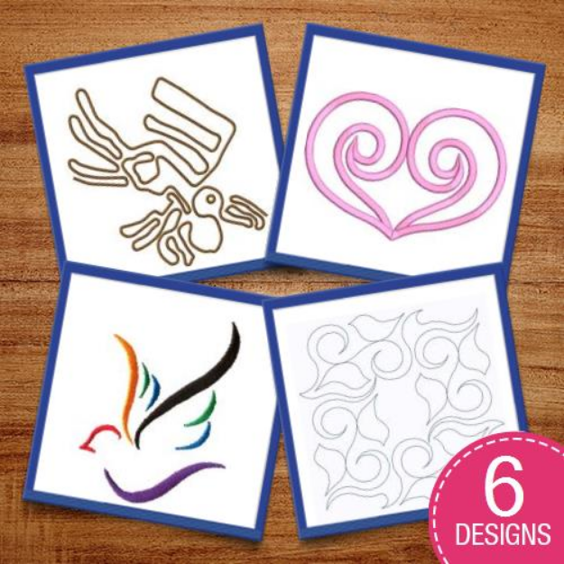 Picture of Outlined Swirls Embroidery Design Pack