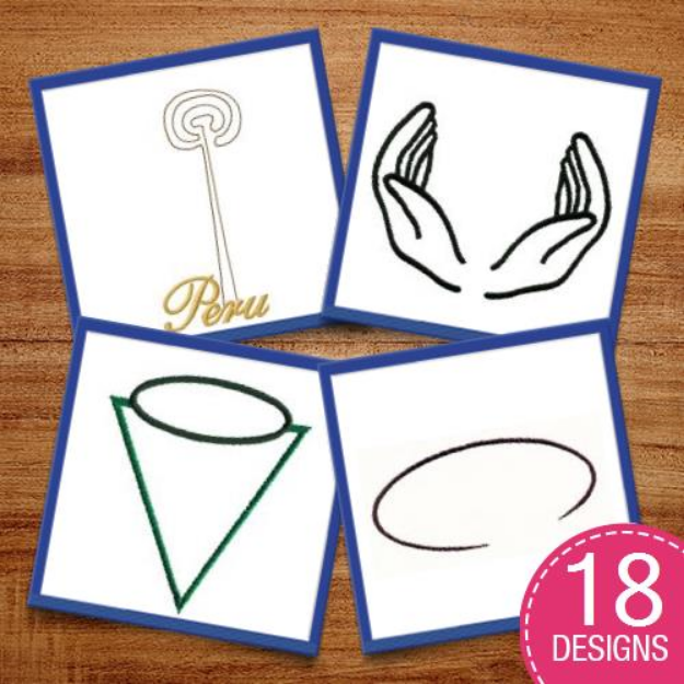Picture of Outline Shapes & Symbols Embroidery Design Pack