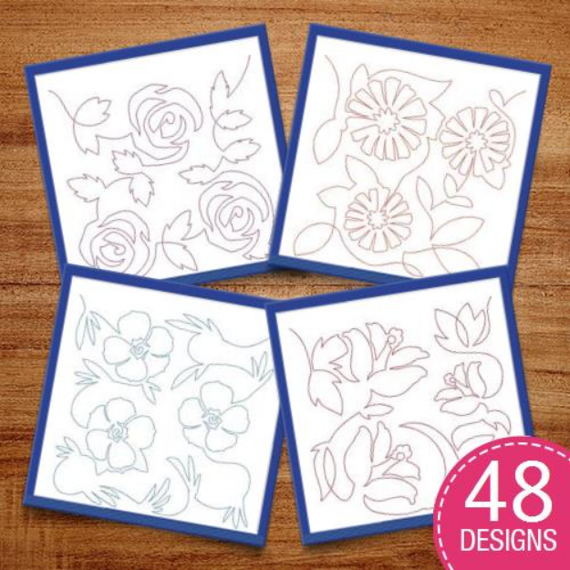 Picture of 4 Sizes Free Motion Spring Flowers Embroidery Design Pack