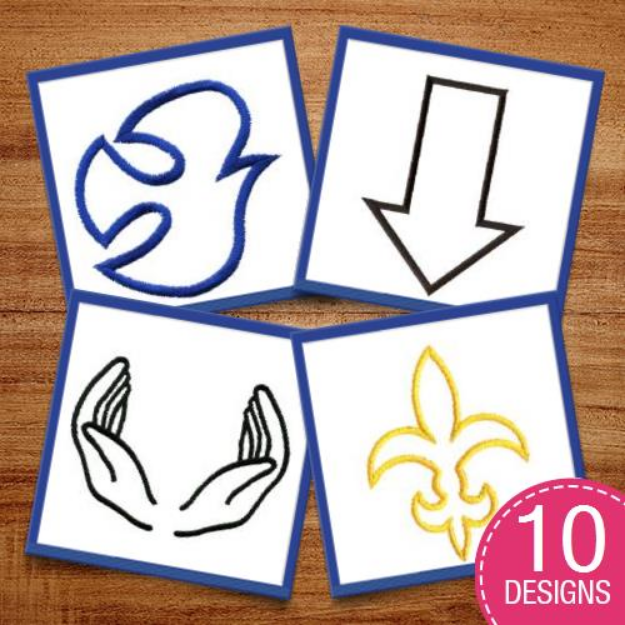 Picture of Outline Logos Embroidery Design Pack