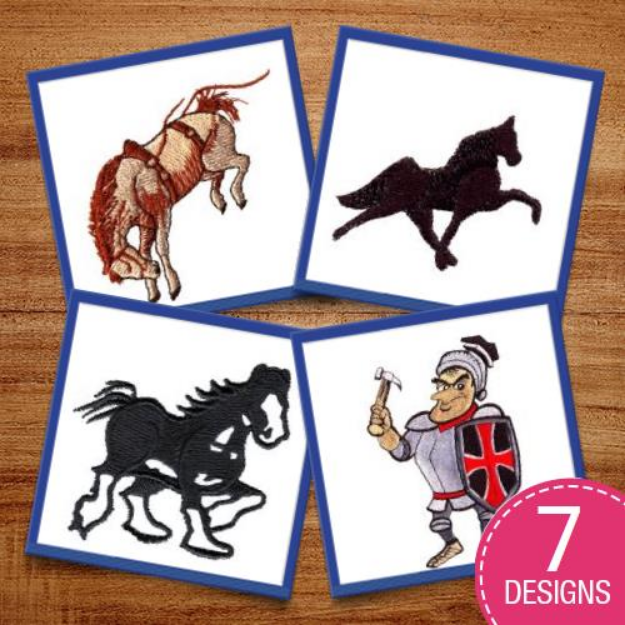Picture of Medieval Horses & Knights Embroidery Design Pack