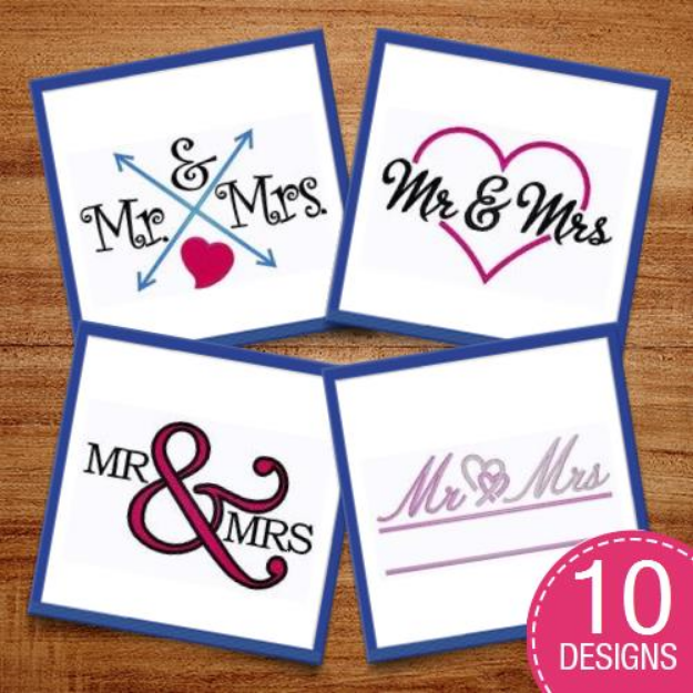 Picture of Mr. & Mrs. Embroidery Design Pack
