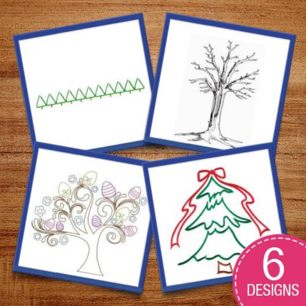Picture of Tree Outlines Embroidery Design Pack