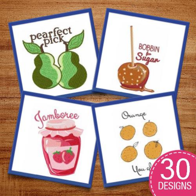 Picture of Fruity Captions Embroidery Design Pack