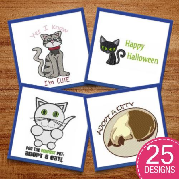 Picture of Adopt A Kitty Embroidery Design Pack