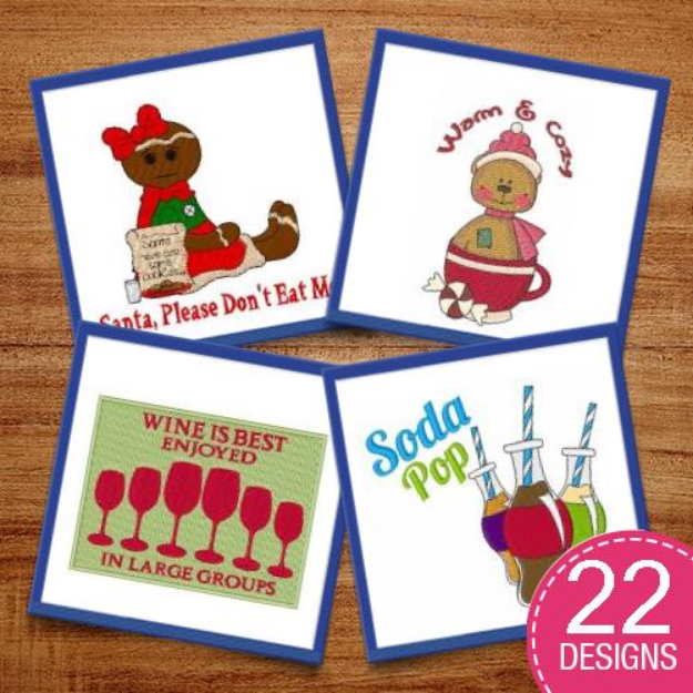 Picture of Drink & Be Merry Embroidery Design Pack