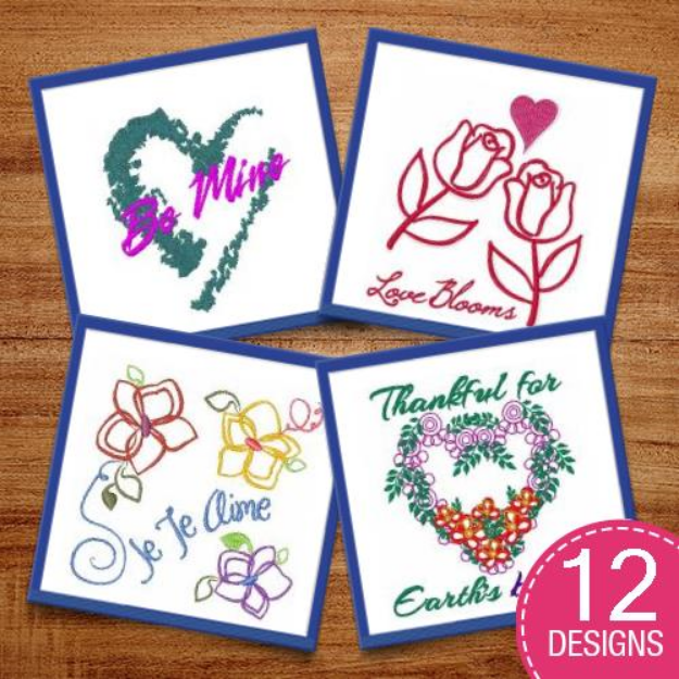 Picture of Love Blooms Embroidery Design Pack