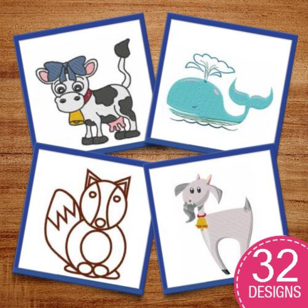 Picture of Happy Animals Embroidery Design Pack