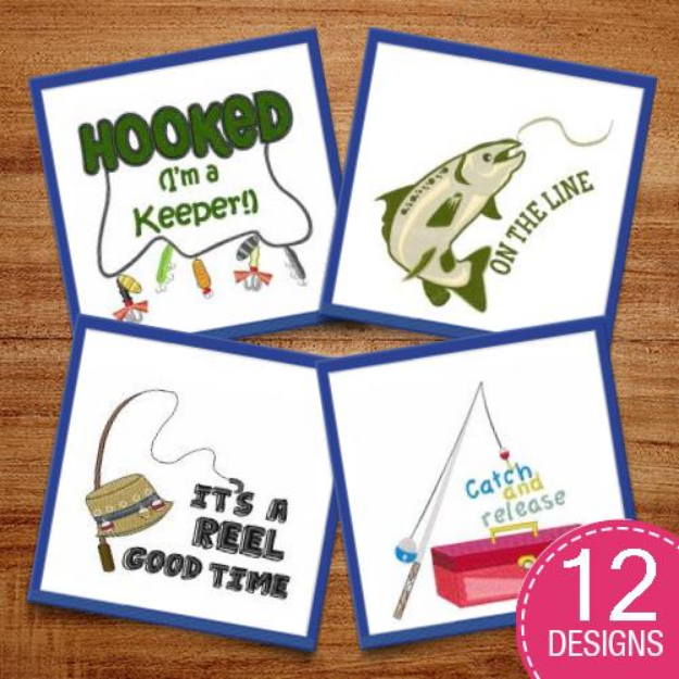 Picture of Lets Go Fishing Embroidery Design Pack