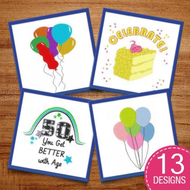 Picture of Its A Birthday Party Embroidery Design Pack