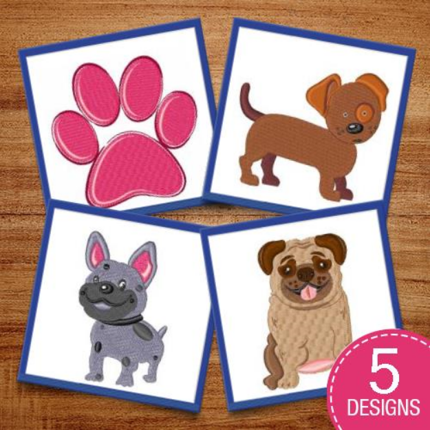 Picture of Puppies & Paw Prints Embroidery Design Pack