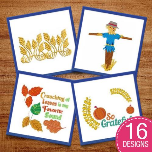 Picture of Crunching Fall Leaves Embroidery Design Pack