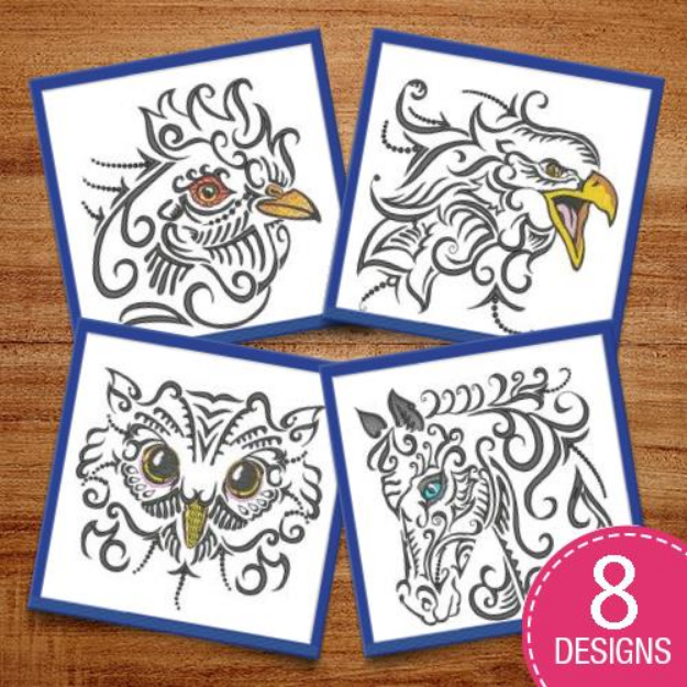 Picture of Art Deco Animals Embroidery Design Pack