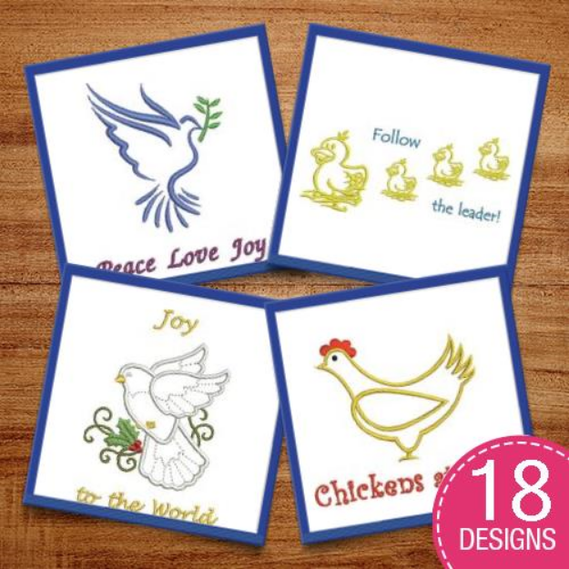 Picture of Bird Outlines Embroidery Design Pack