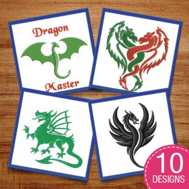 Picture of Fierce Dragons Embroidery Design Pack