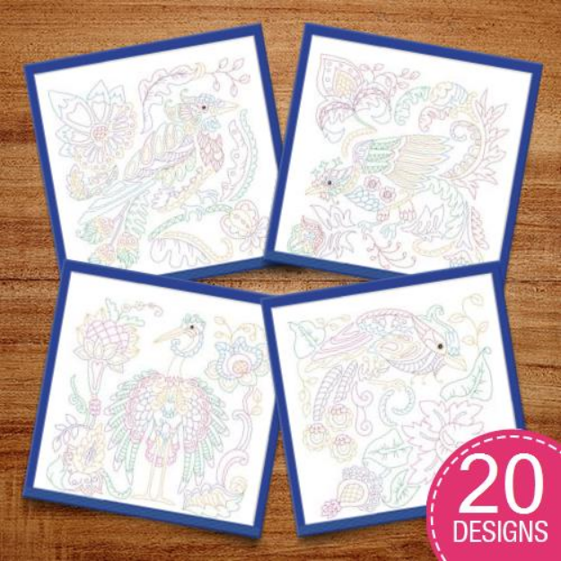 Picture of Jacobean Ornamental Birds Embroidery Design Pack