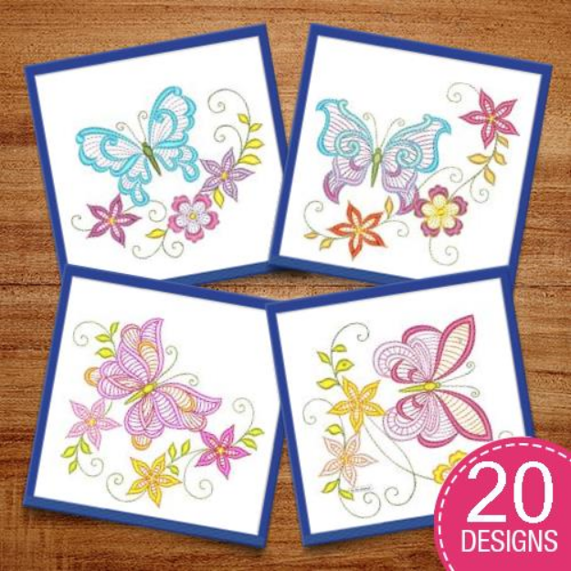 Picture of Butterflies & Flowers Embroidery Design Pack