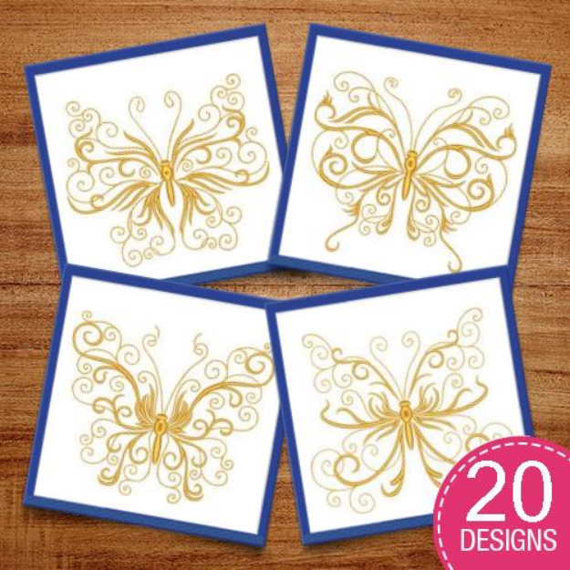 Picture of Elegant Butterflies Embroidery Design Pack