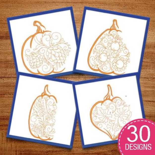 Picture of Art Deco Pumpkins & Gourds Embroidery Design Pack
