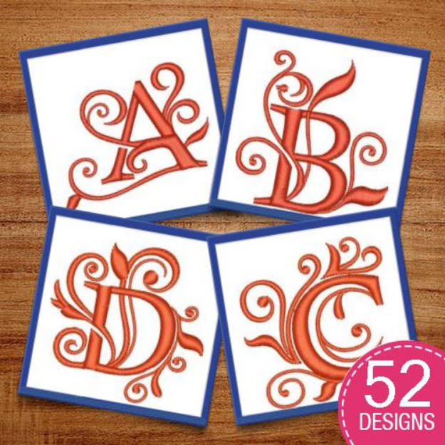 Picture of Elegant Monogram Font 2 sizes Embroidery Design Pack