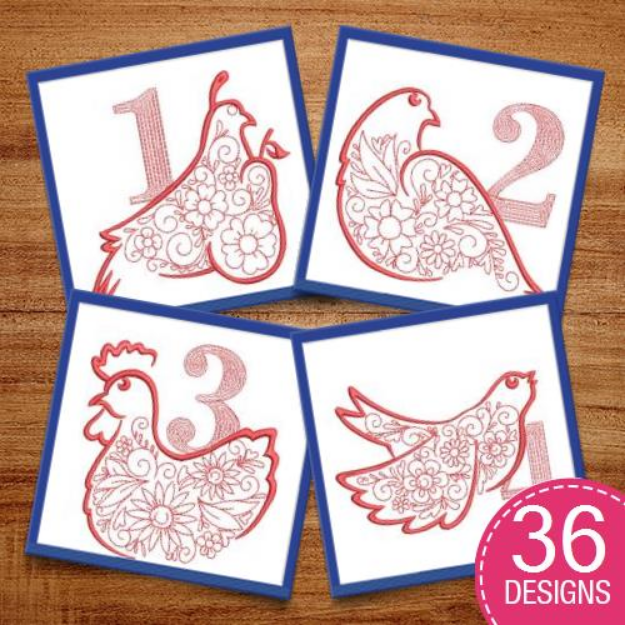 Picture of 12 Days of Christmas Embroidery Design Pack