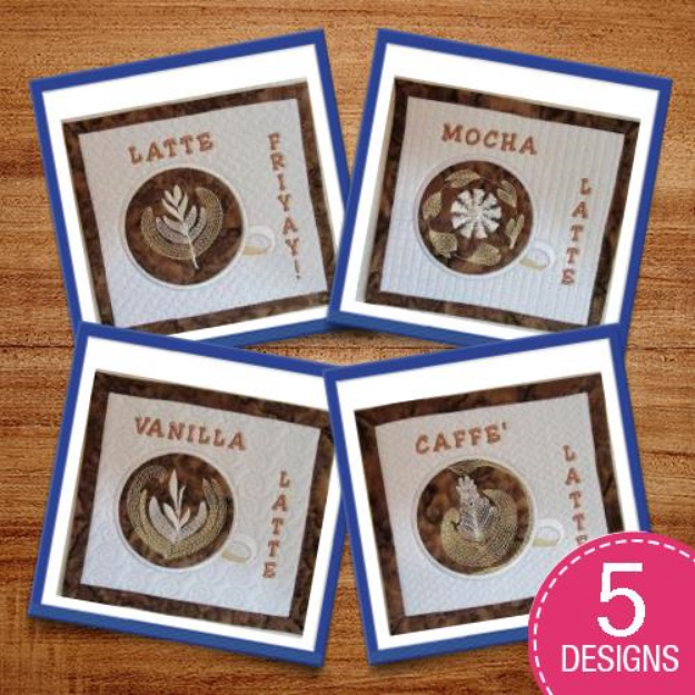 Picture of Latte Mug Mat Design Pack Embroidery Design Pack