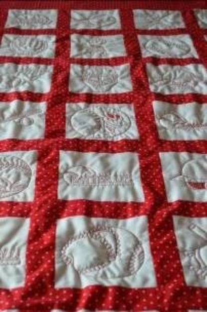 Picture of Redwork Baseball Quilt