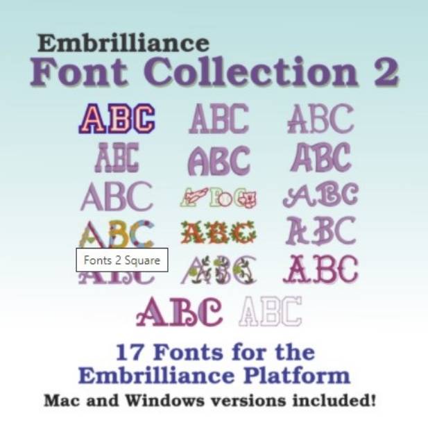 Embrilliance Software: Font Collection 2 Embroidery Software from BriTon  Leap for download