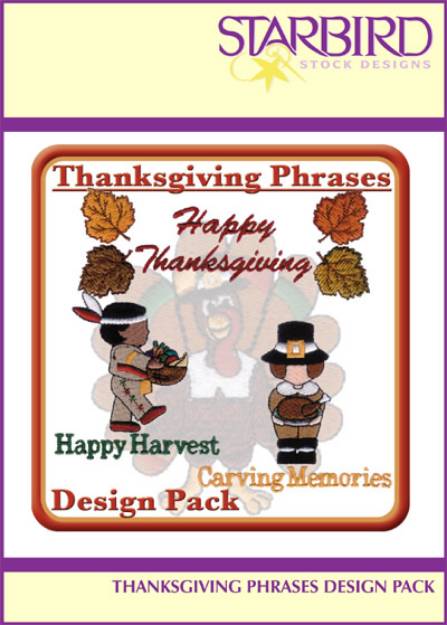 Picture of Thanksgiving Phrases Design Pack Embroidery Collection