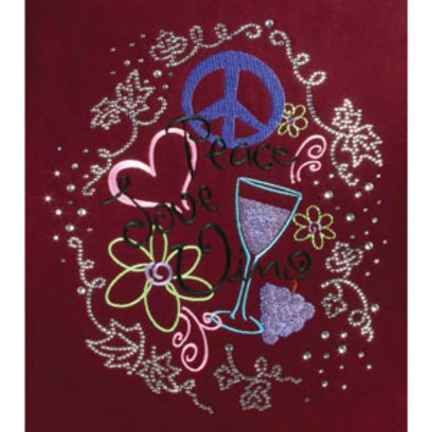 Picture of PEACE, LOVE, VINO Embroidery Designs CD