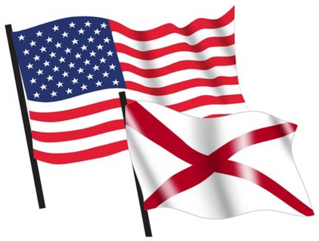 Picture of U.S. and  Alabama Flags SVG File