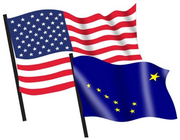 Picture of U. S. and Alaska Flags SVG File