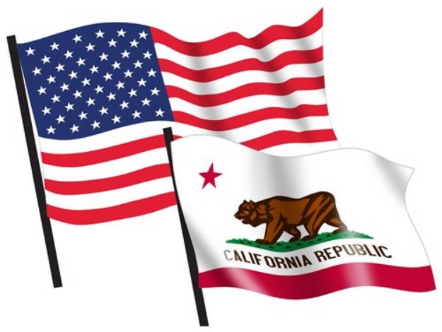 Picture of U. S. and California Flags SVG File