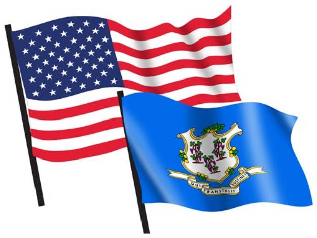 Picture of U. S. and Connecticut Flags SVG File